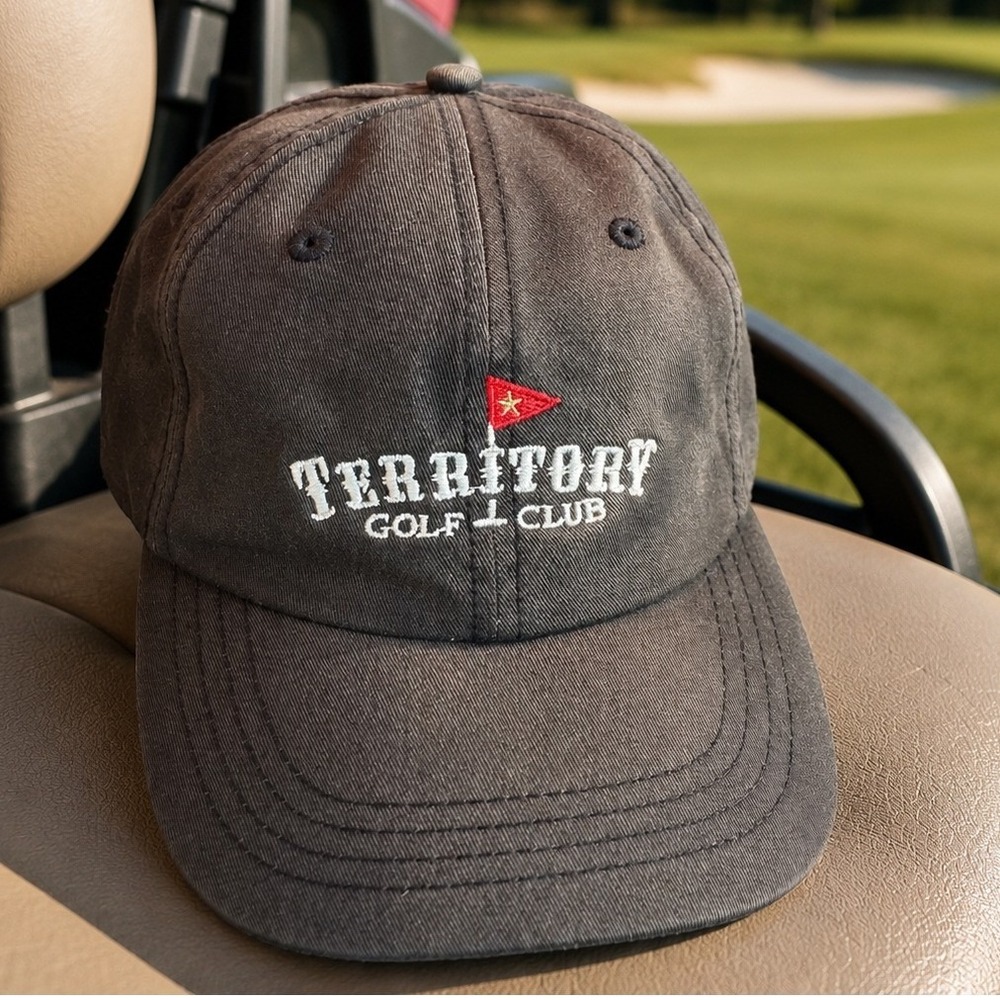 Territory Golf Club MN American Dry Goods Faded Black Cotton Strapback Hat Cap